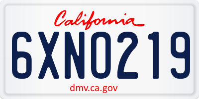 CA license plate 6XNO219