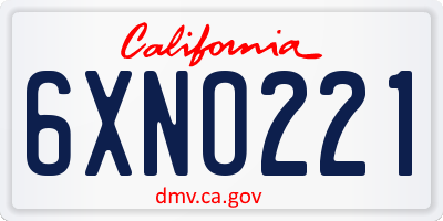 CA license plate 6XNO221