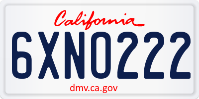 CA license plate 6XNO222
