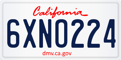 CA license plate 6XNO224