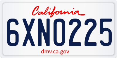 CA license plate 6XNO225