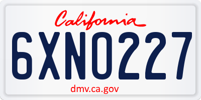 CA license plate 6XNO227