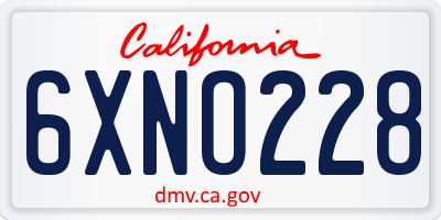 CA license plate 6XNO228