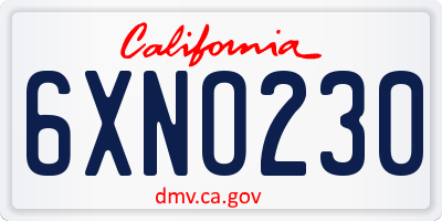 CA license plate 6XNO230
