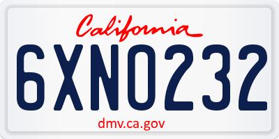 CA license plate 6XNO232