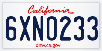 CA license plate 6XNO233