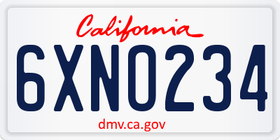 CA license plate 6XNO234