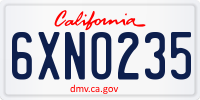 CA license plate 6XNO235