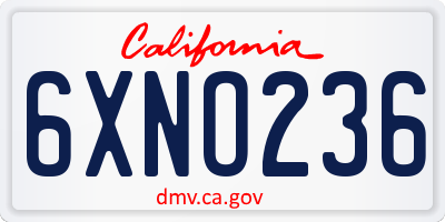 CA license plate 6XNO236