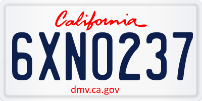 CA license plate 6XNO237