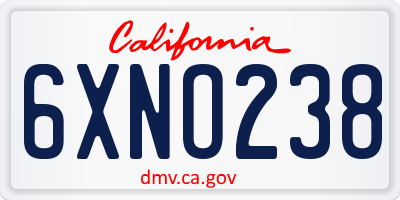 CA license plate 6XNO238
