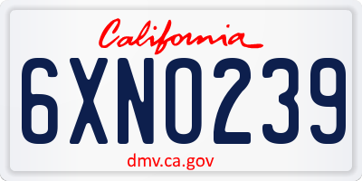 CA license plate 6XNO239