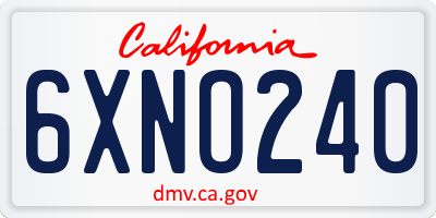 CA license plate 6XNO240
