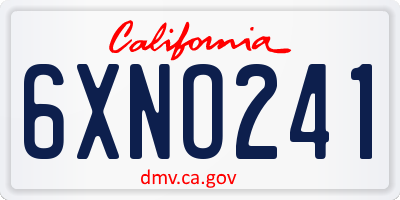 CA license plate 6XNO241