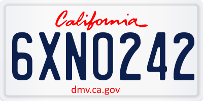 CA license plate 6XNO242