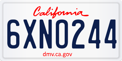 CA license plate 6XNO244
