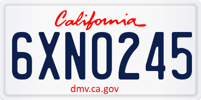 CA license plate 6XNO245