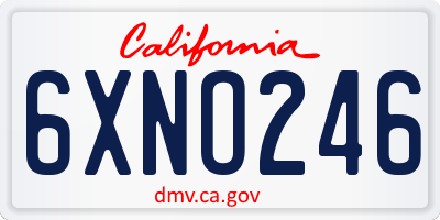 CA license plate 6XNO246