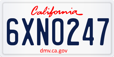 CA license plate 6XNO247
