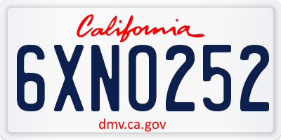 CA license plate 6XNO252