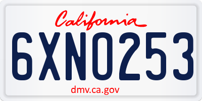 CA license plate 6XNO253