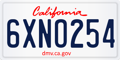 CA license plate 6XNO254