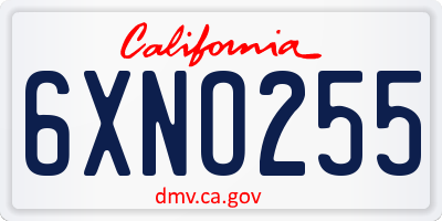CA license plate 6XNO255
