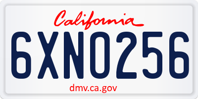 CA license plate 6XNO256