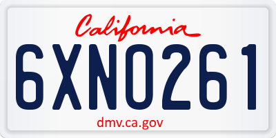 CA license plate 6XNO261