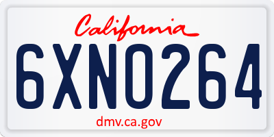 CA license plate 6XNO264