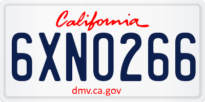 CA license plate 6XNO266