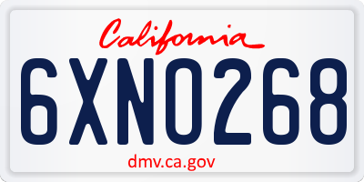 CA license plate 6XNO268