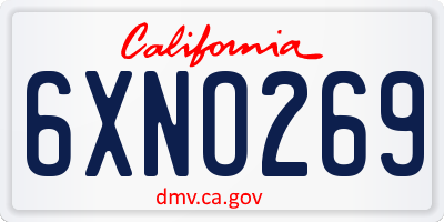 CA license plate 6XNO269