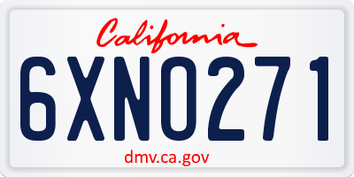 CA license plate 6XNO271