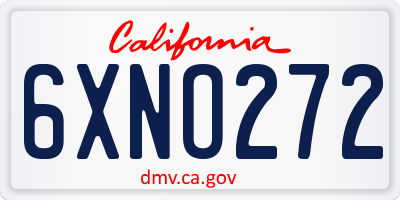 CA license plate 6XNO272