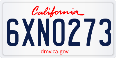 CA license plate 6XNO273