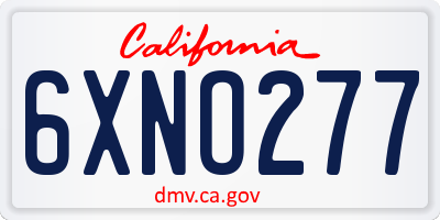CA license plate 6XNO277