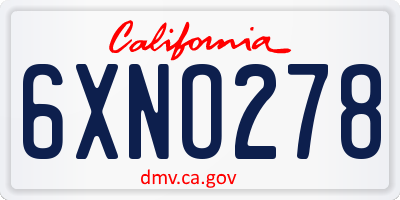 CA license plate 6XNO278