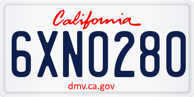 CA license plate 6XNO280