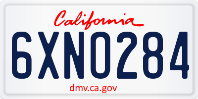 CA license plate 6XNO284