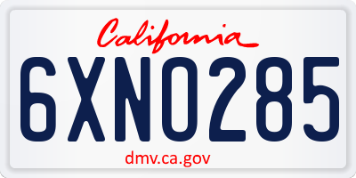 CA license plate 6XNO285