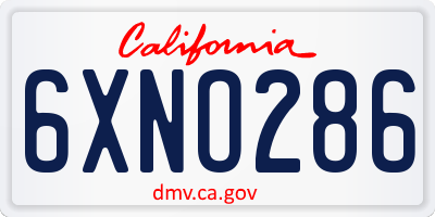 CA license plate 6XNO286