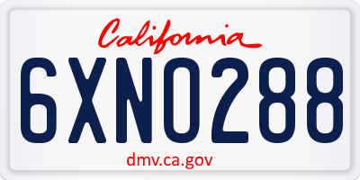 CA license plate 6XNO288