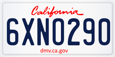 CA license plate 6XNO290