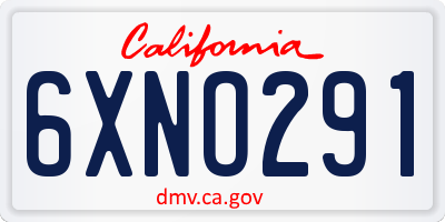CA license plate 6XNO291