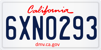 CA license plate 6XNO293