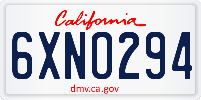 CA license plate 6XNO294