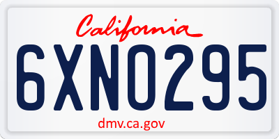 CA license plate 6XNO295