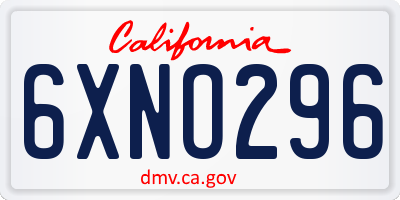 CA license plate 6XNO296
