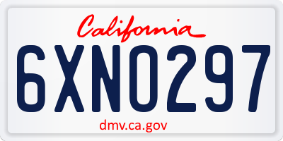 CA license plate 6XNO297